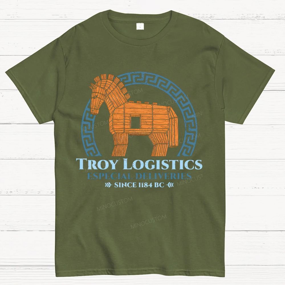Funny History Troy Logistics Meme Print Cotton T-Shirt 