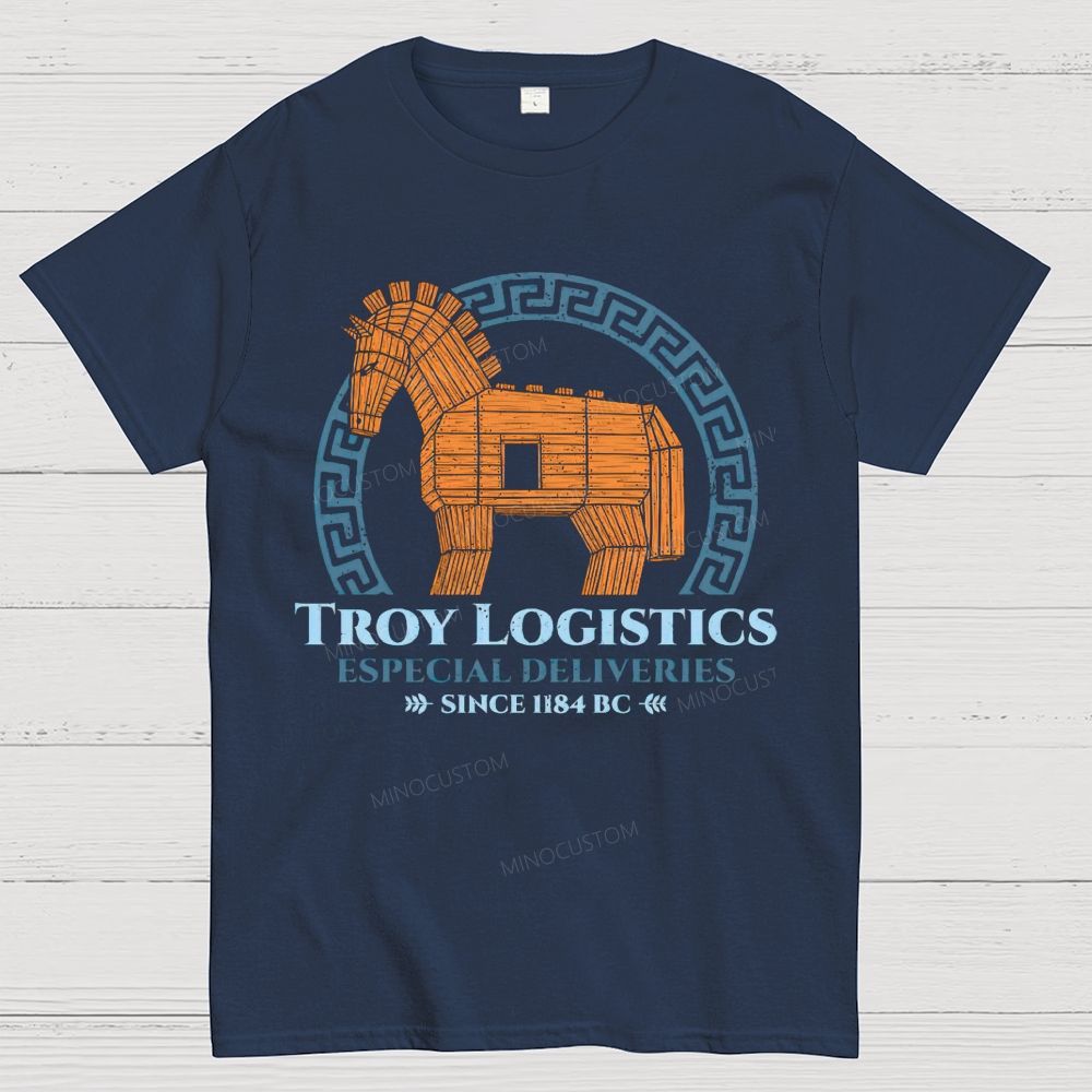 Funny History Troy Logistics Meme Print Cotton T-Shirt 