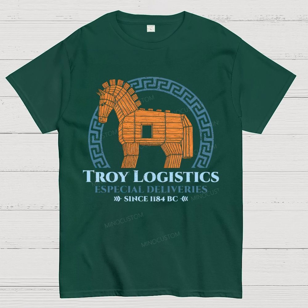 Funny History Troy Logistics Meme Print Cotton T-Shirt 