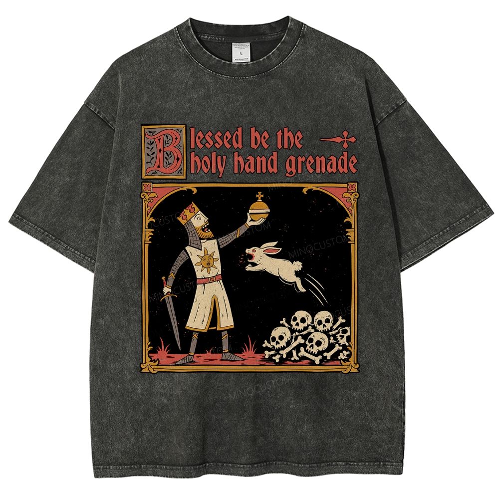Vintage Medieval Knight Rabbit Graphic Washed T-Shirt