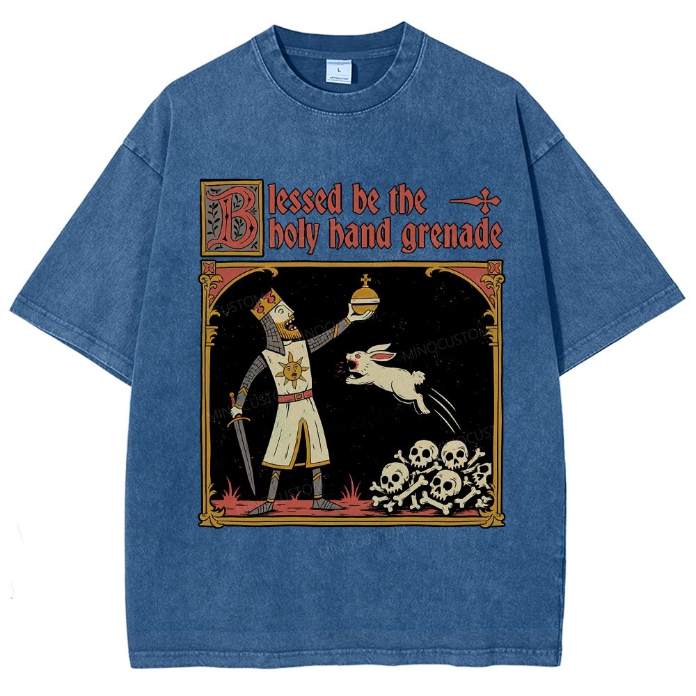 Vintage Medieval Knight Rabbit Graphic Washed T-Shirt