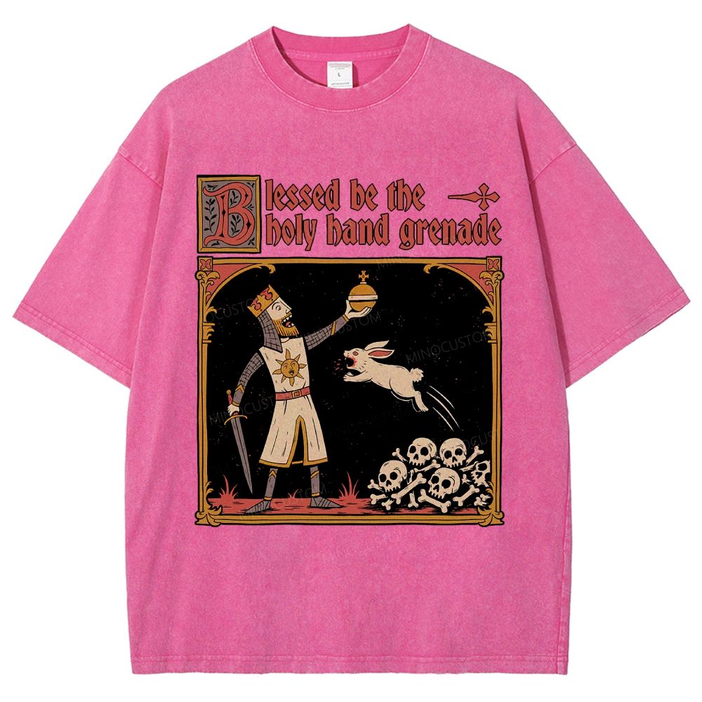 Vintage Medieval Knight Rabbit Graphic Washed T-Shirt