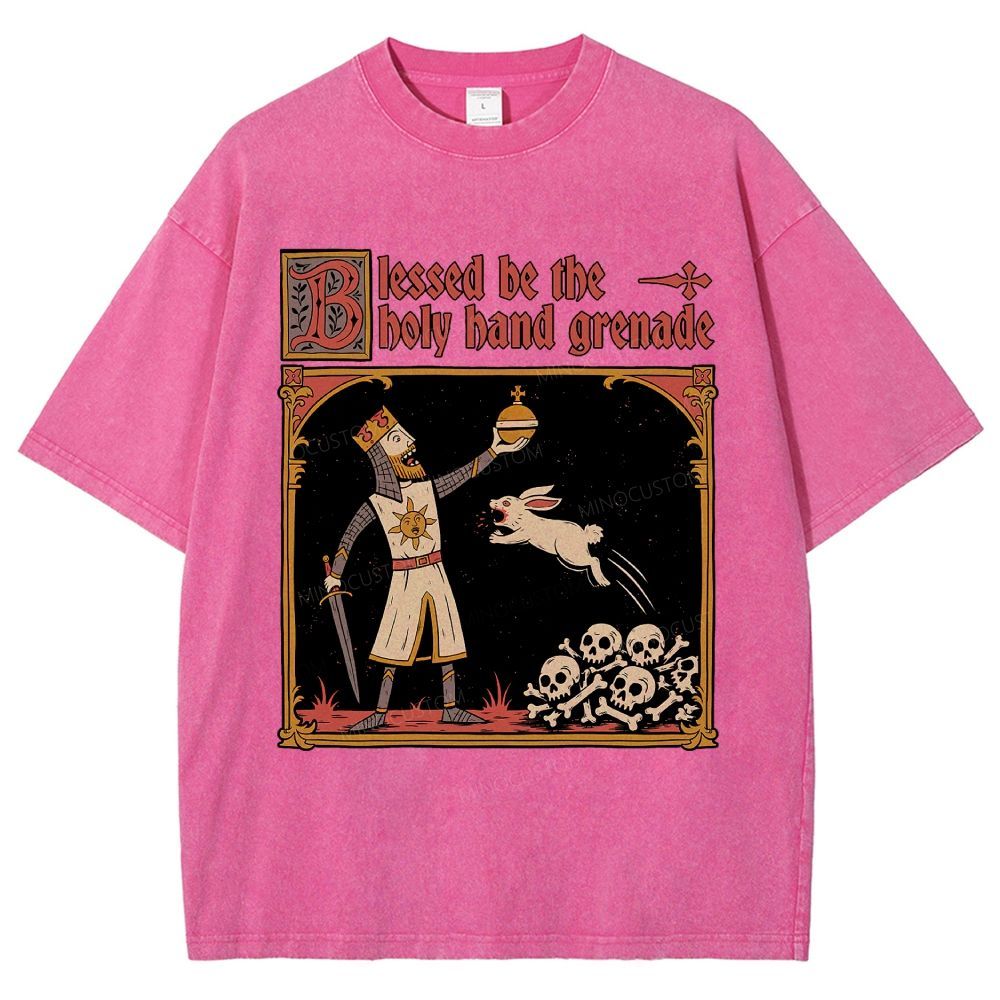 Vintage Medieval Knight Rabbit Graphic Washed T-Shirt