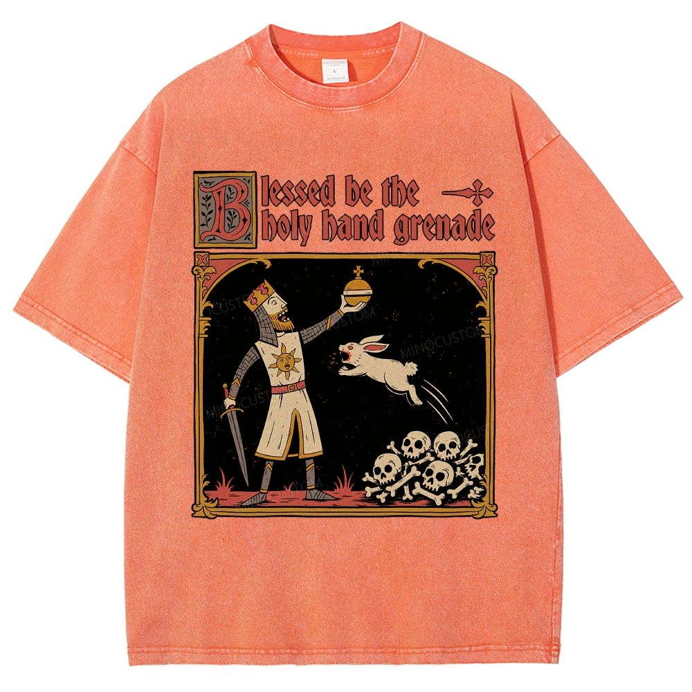 Vintage Medieval Knight Rabbit Graphic Washed T-Shirt