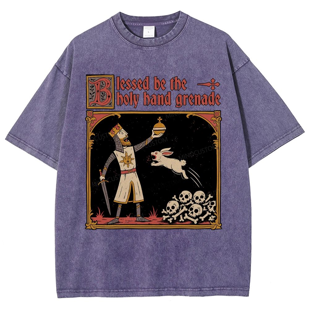Vintage Medieval Knight Rabbit Graphic Washed T-Shirt
