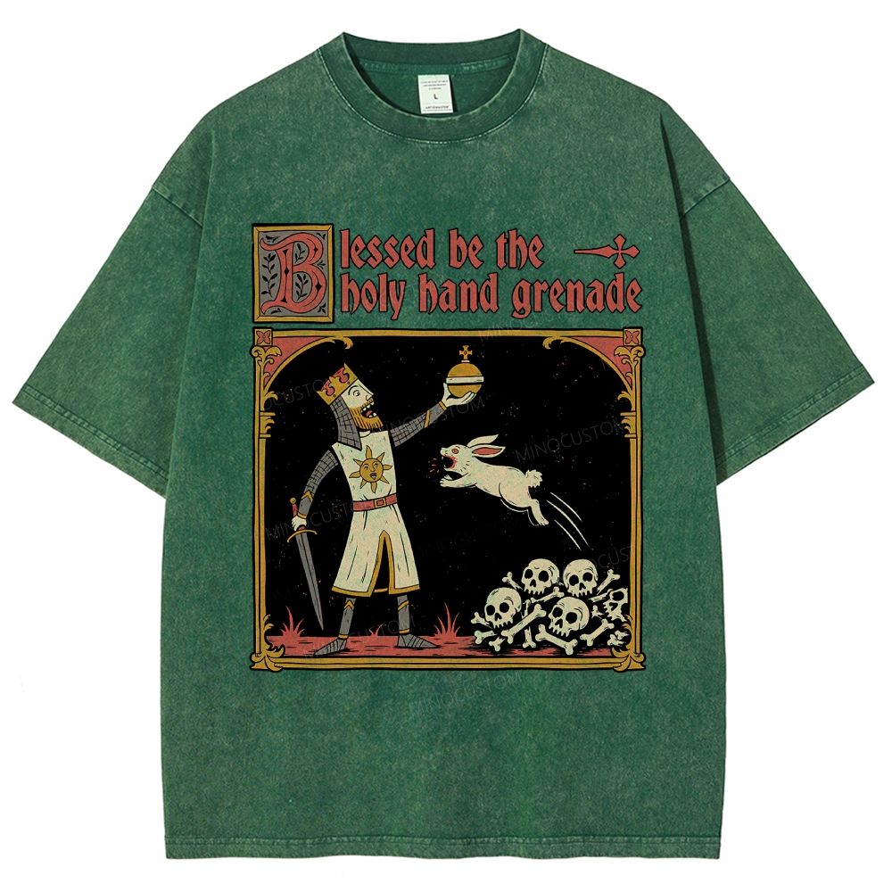 Vintage Medieval Knight Rabbit Graphic Washed T-Shirt