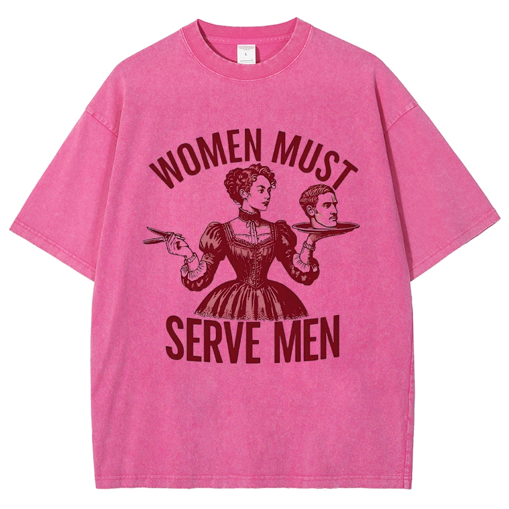 Retro Red Victorian Lady Portrait Controversial Quote Washed T-Shirt