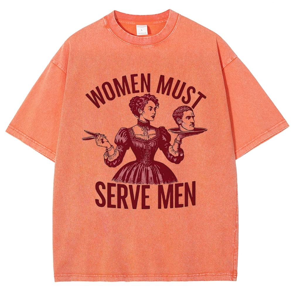 Retro Red Victorian Lady Portrait Controversial Quote Washed T-Shirt