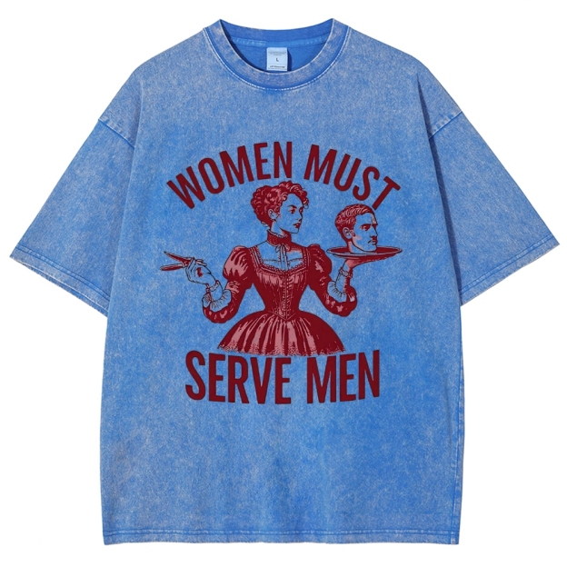 Retro Red Victorian Lady Portrait Controversial Quote Washed T-Shirt