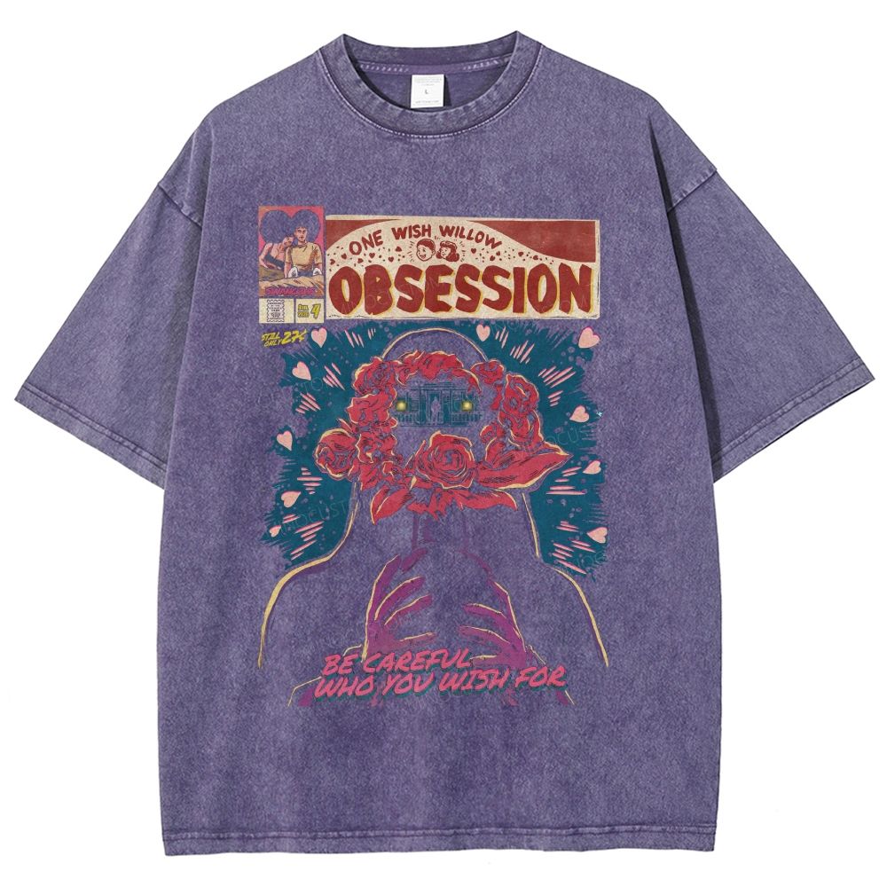 Vintage Comic Rose Covered Figure Washed T-Shirt