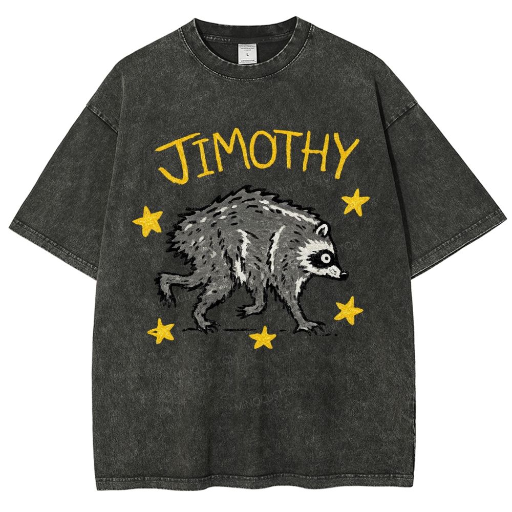 Trendy Raccoon Meme Washed T-Shirt 