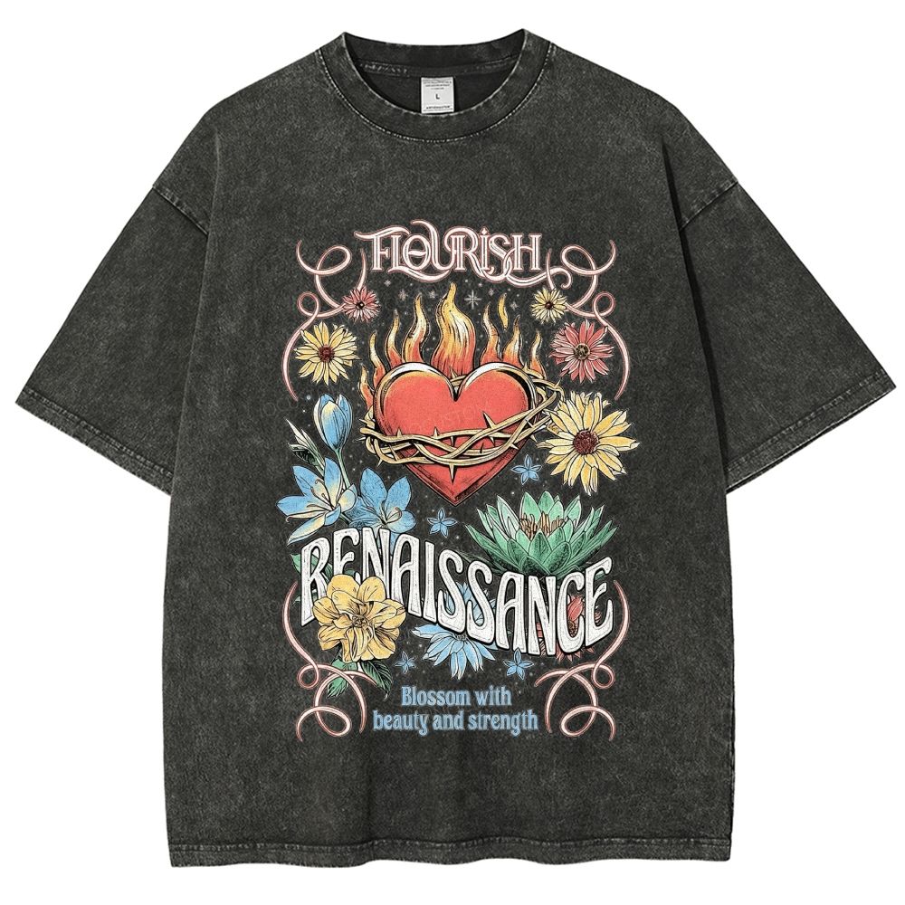 Old School Retro Art Graphic Washed T-Shirt