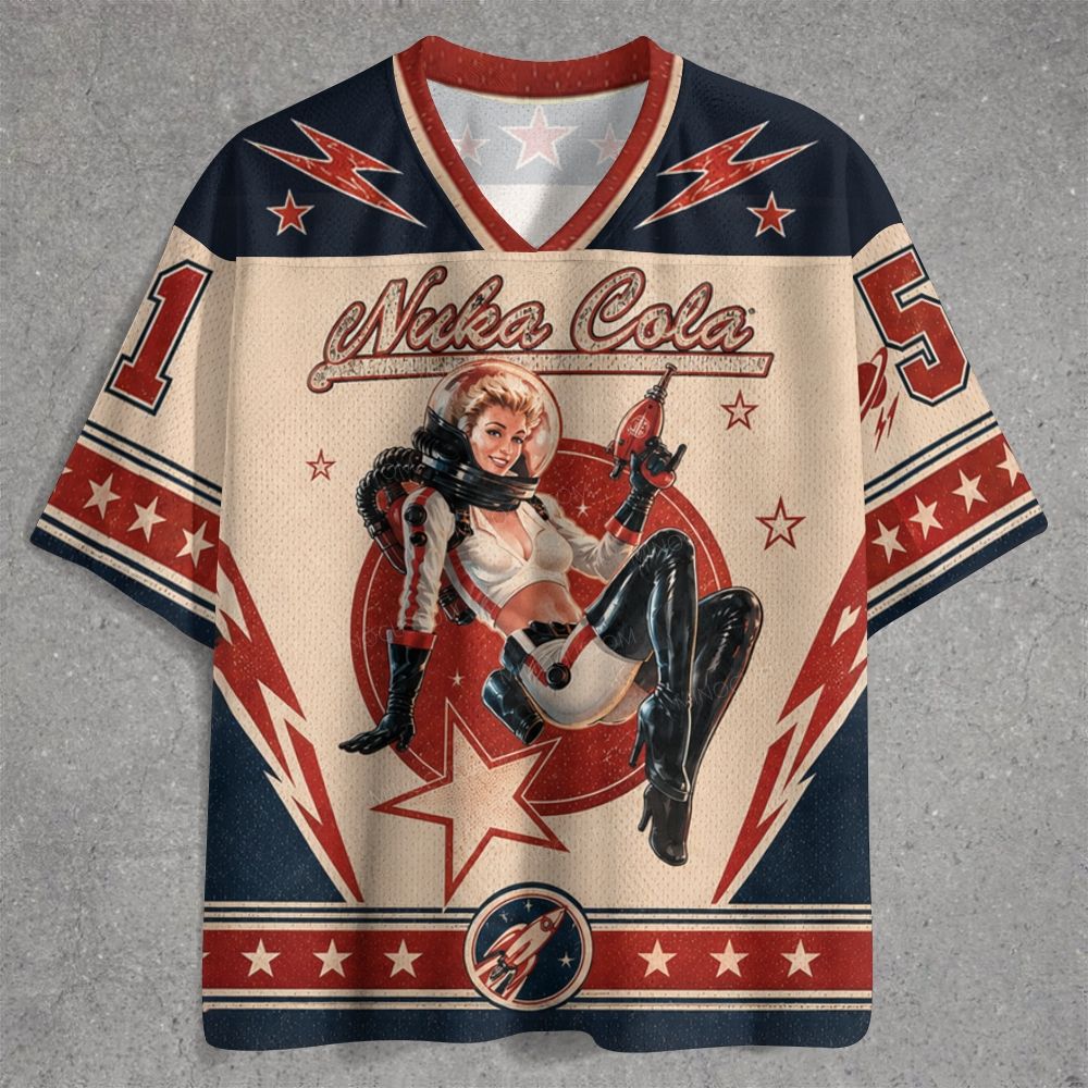 Retro Space Pinup Rocket Star Jersey Shirts