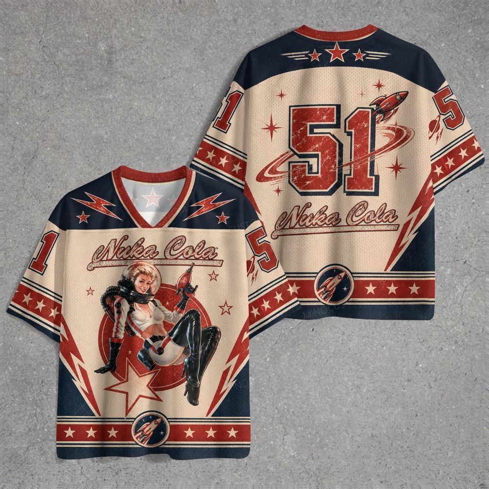 Retro Space Pinup Rocket Star Jersey Shirts