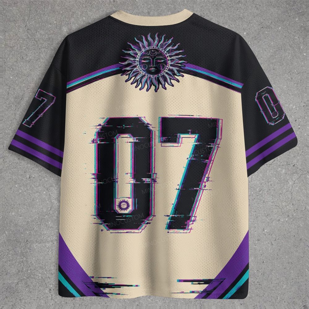 Psychedelic Sun Face Glitch Bohemian Mystic Jersey Shirts