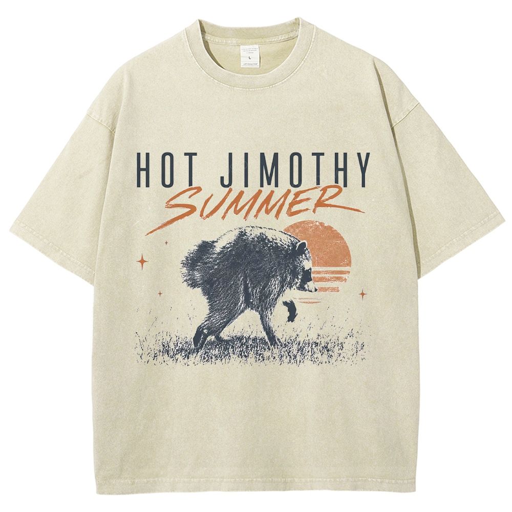 Retro Sunset Wild Raccoon Washed T-Shirt