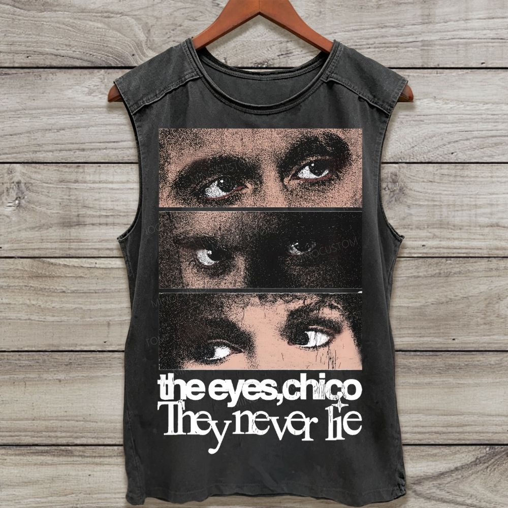 Vintage Eye Art Sleeveless Washed Tank Top