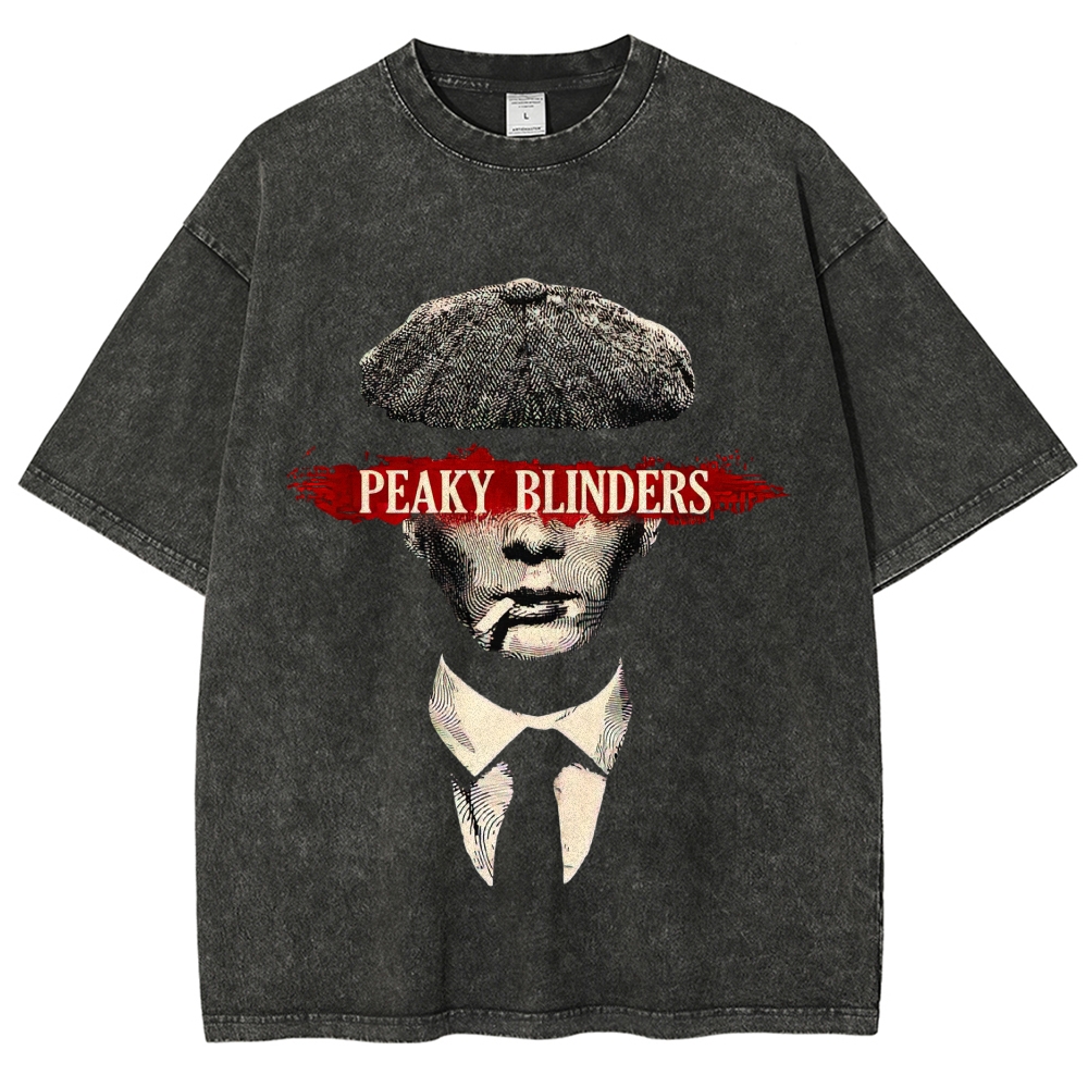 Vintage Retro Gentleman Portrait Graphic Washed T-Shirt