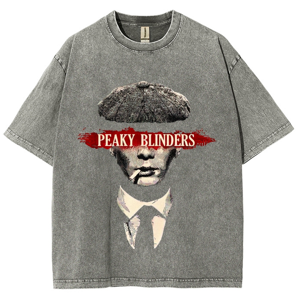 Vintage Retro Gentleman Portrait Graphic Washed T-Shirt