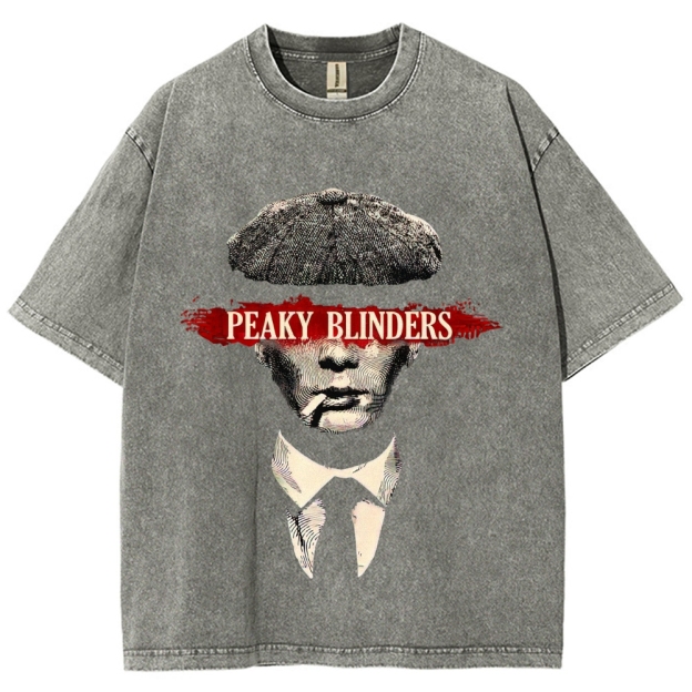 Vintage Retro Gentleman Portrait Graphic Washed T-Shirt