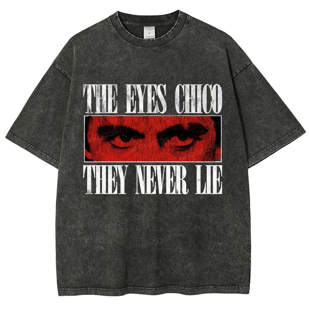 Vintage Textured Eye Art Graphic Washed T-Shirt