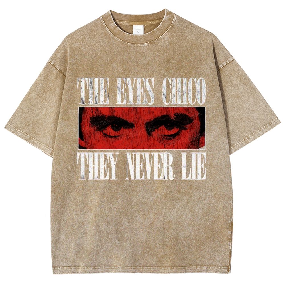 Vintage Textured Eye Art Graphic Washed T-Shirt