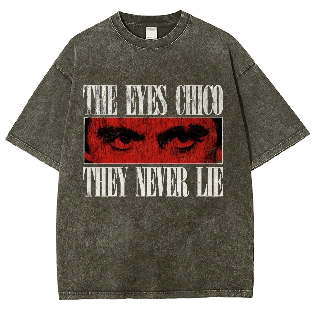 Vintage Textured Eye Art Graphic Washed T-Shirt