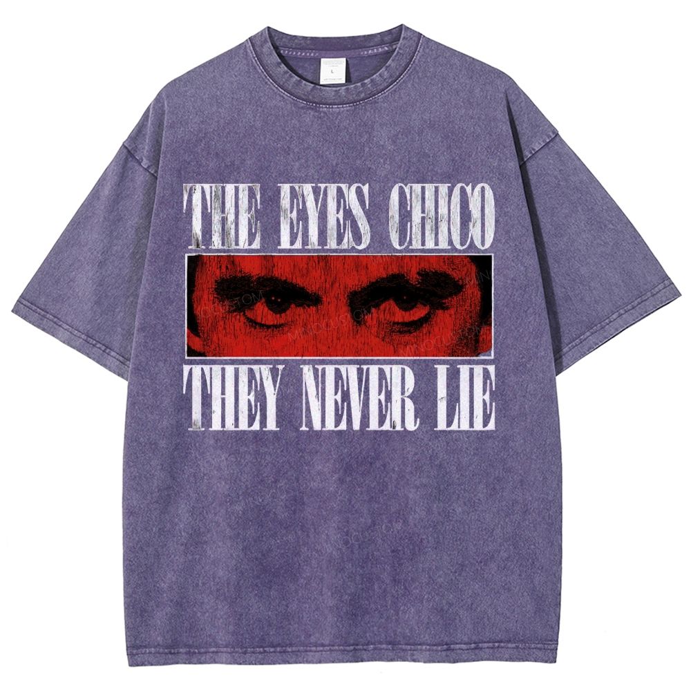 Vintage Textured Eye Art Graphic Washed T-Shirt