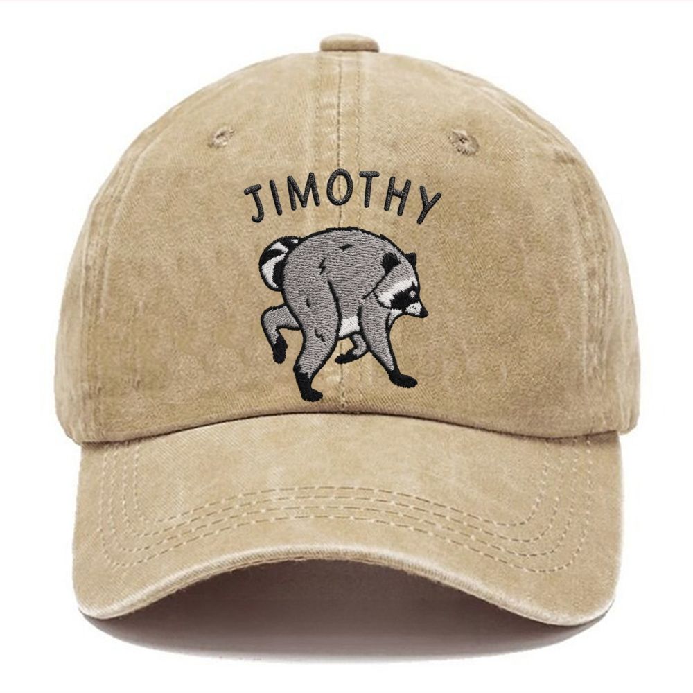 Embroidered Jimothy Raccoon Washed Cap 