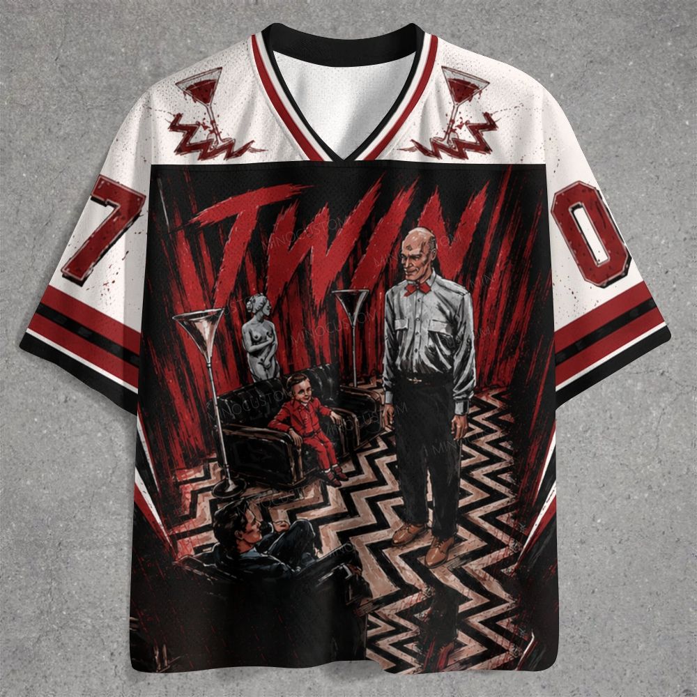 Surreal Zigzag Floor Red Curtain Mystery Scene Jersey Shirts