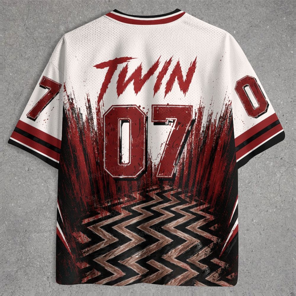 Surreal Zigzag Floor Red Curtain Mystery Scene Jersey Shirts