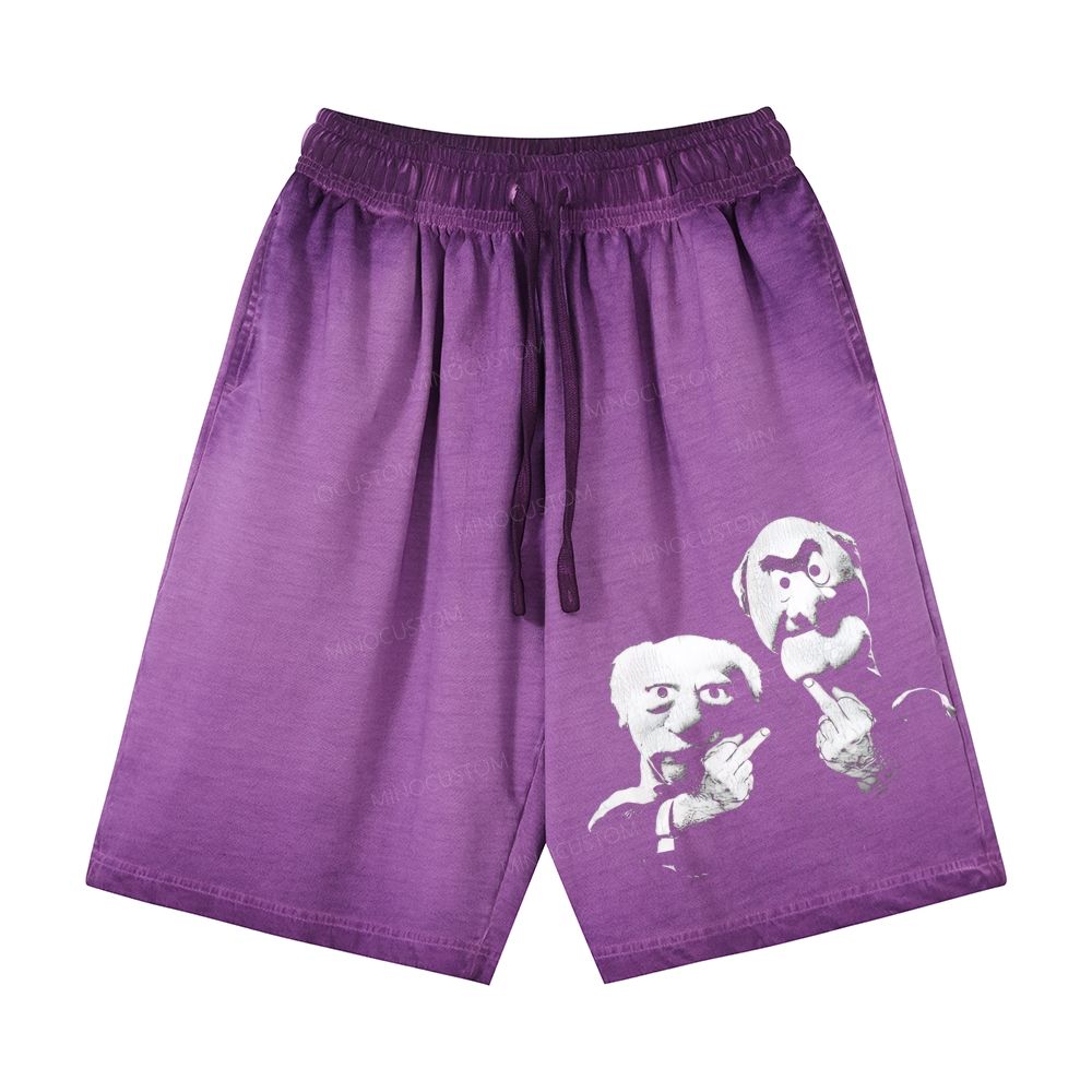 Statler & Waldorf  Print  Casual Gradient Shorts 