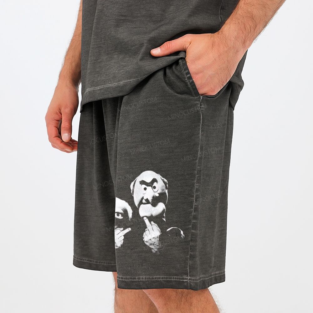 Statler & Waldorf  Print  Casual Gradient Shorts 