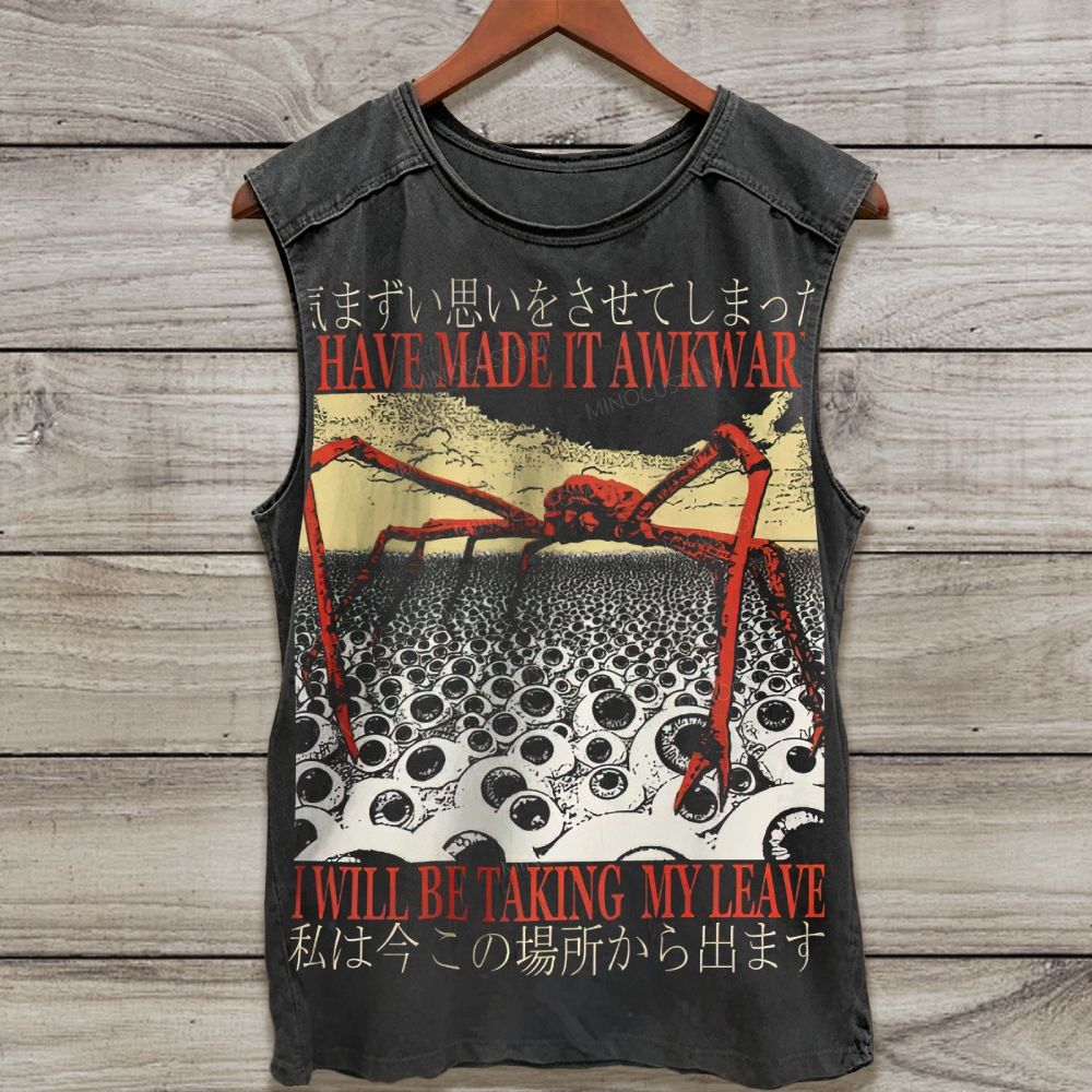 Japanese Surreal Creepy Spider Eyeball Art Washed Tank Top