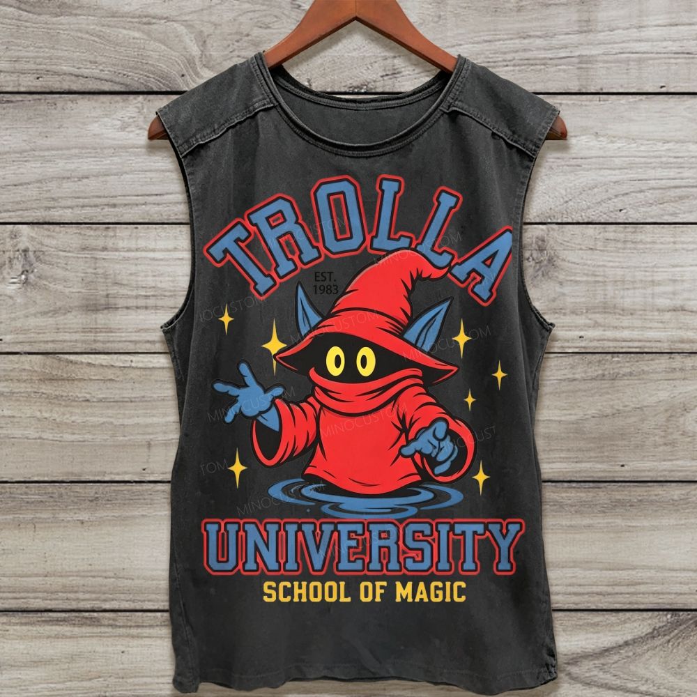 Retro Cartoon Wizard Washed Tank Top