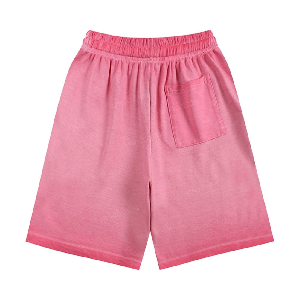 Distressed Biker Emblem Mullet Vampire Skull Casual Gradient Shorts 