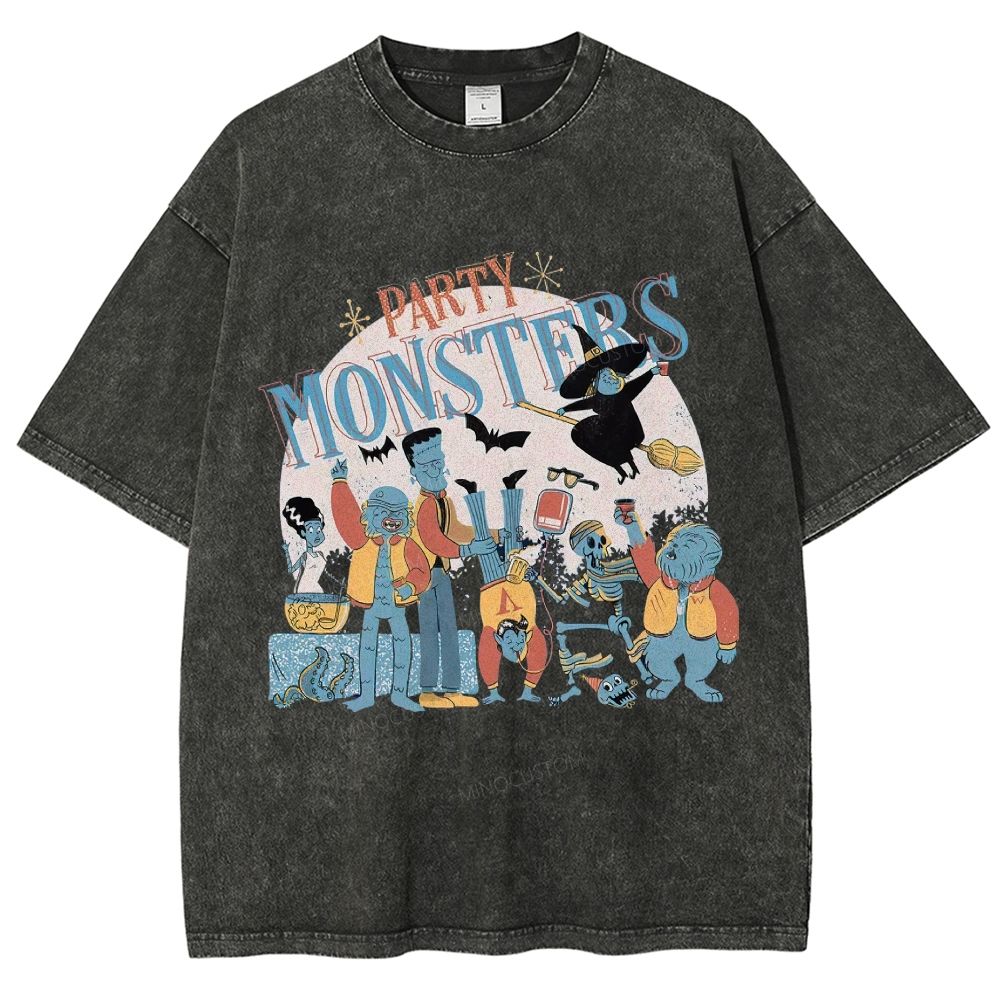 Party Monsters Vintage Halloween Washed T-Shirt