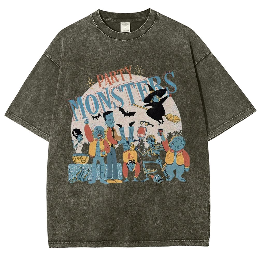 Party Monsters Vintage Halloween Washed T-Shirt
