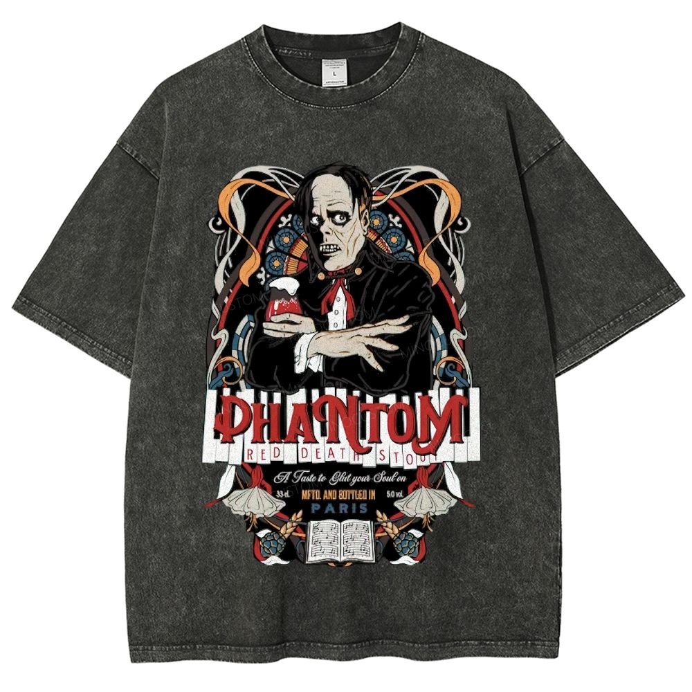 Phantom Red Death Vintage Horror Washed T-Shirt