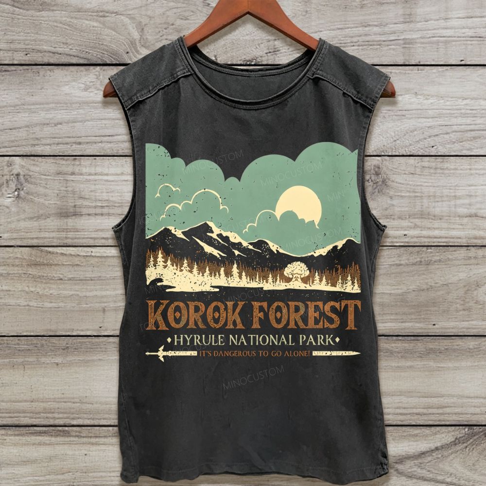 Retro Wilderness Nature Graphic Washed Tank Top