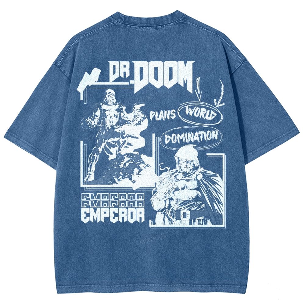 Vintage Dr. Hellfire Slayer Comic Collage Washed T-Shirt 