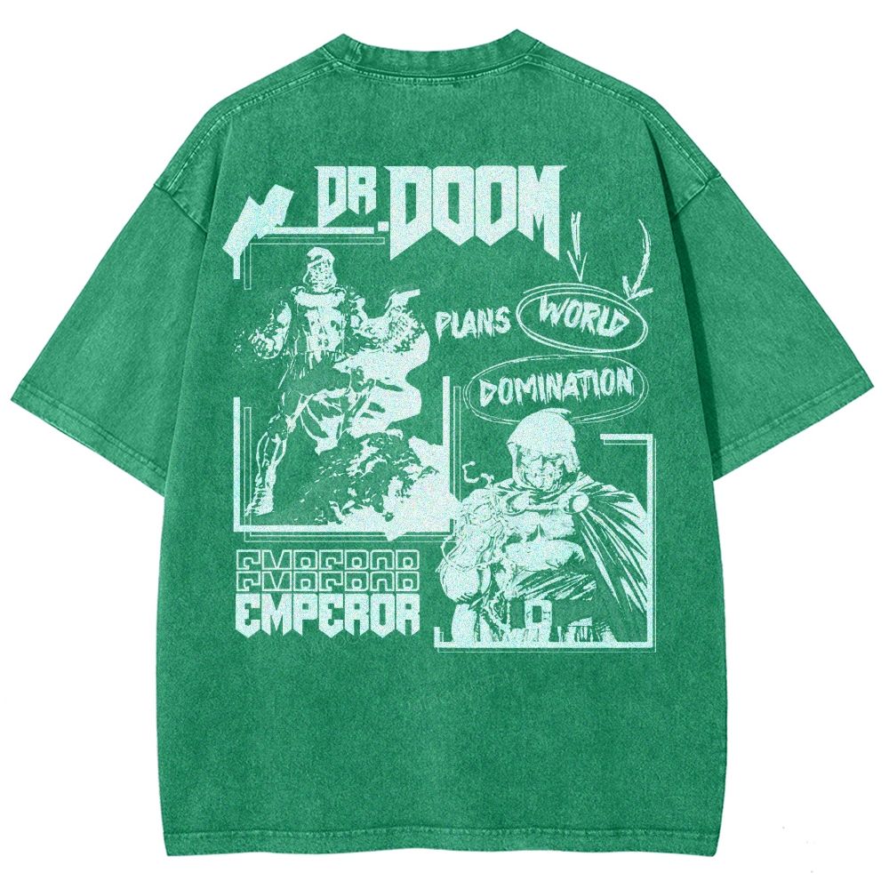 Vintage Dr. Hellfire Slayer Comic Collage Washed T-Shirt 