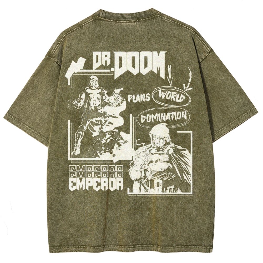 Vintage Dr. Hellfire Slayer Comic Collage Washed T-Shirt 