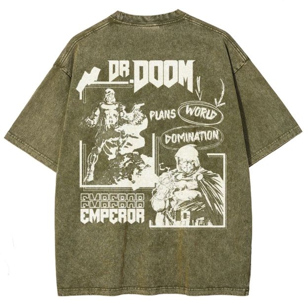 Vintage Dr. Hellfire Slayer Comic Collage Washed T-Shirt 