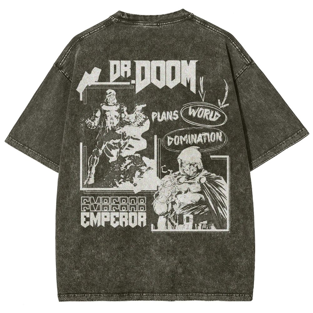 Vintage Dr. Hellfire Slayer Comic Collage Washed T-Shirt 