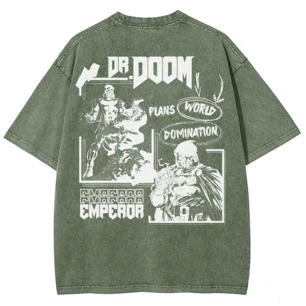 Vintage Dr. Hellfire Slayer Comic Collage Washed T-Shirt 