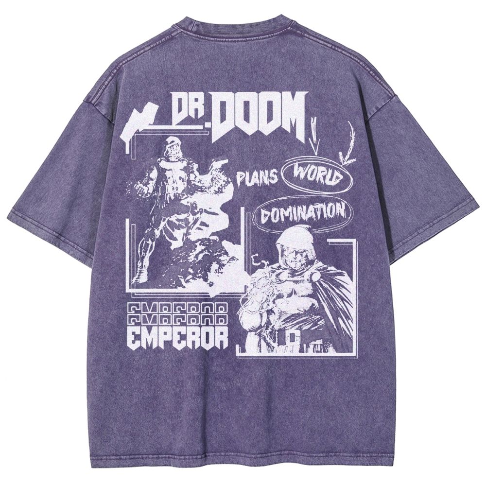 Vintage Dr. Hellfire Slayer Comic Collage Washed T-Shirt 