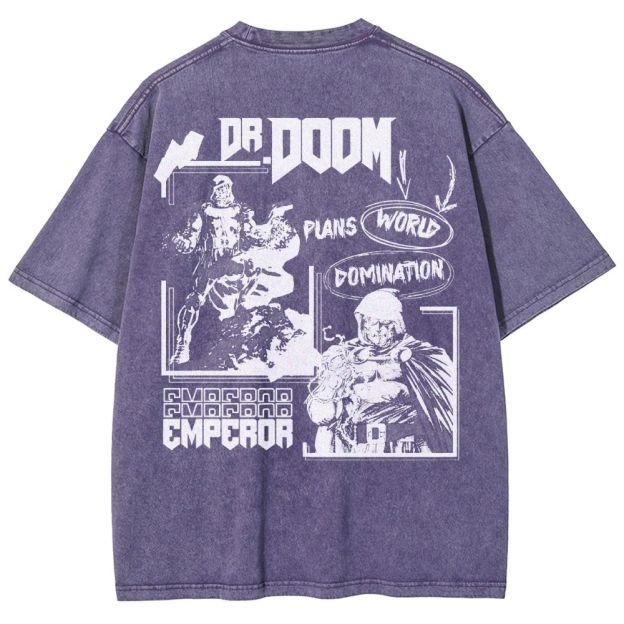 Vintage Dr. Hellfire Slayer Comic Collage Washed T-Shirt 