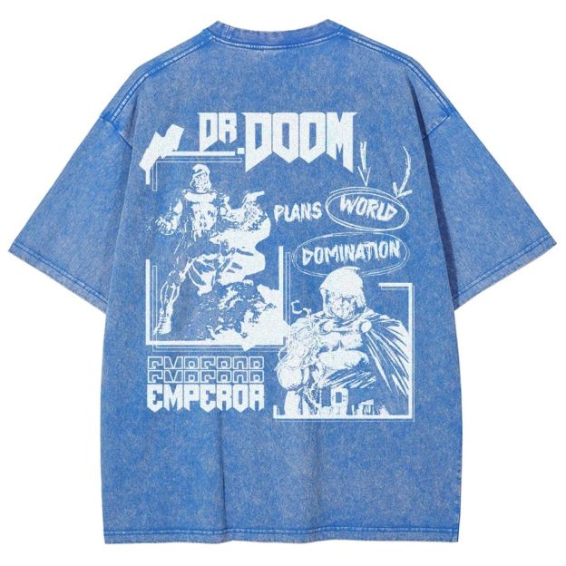 Vintage Dr. Hellfire Slayer Comic Collage Washed T-Shirt 