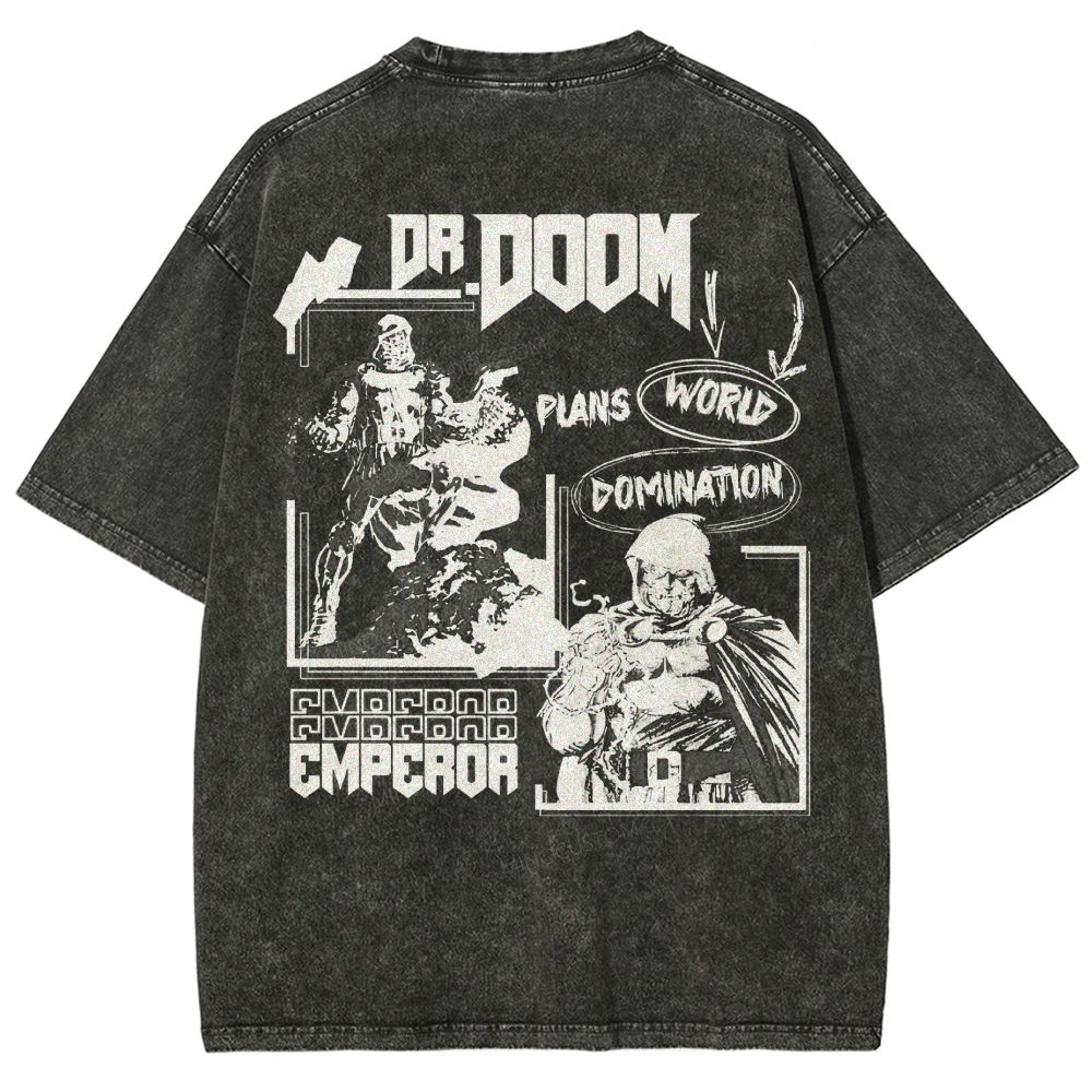 Vintage Dr. Hellfire Slayer Comic Collage Washed T-Shirt 
